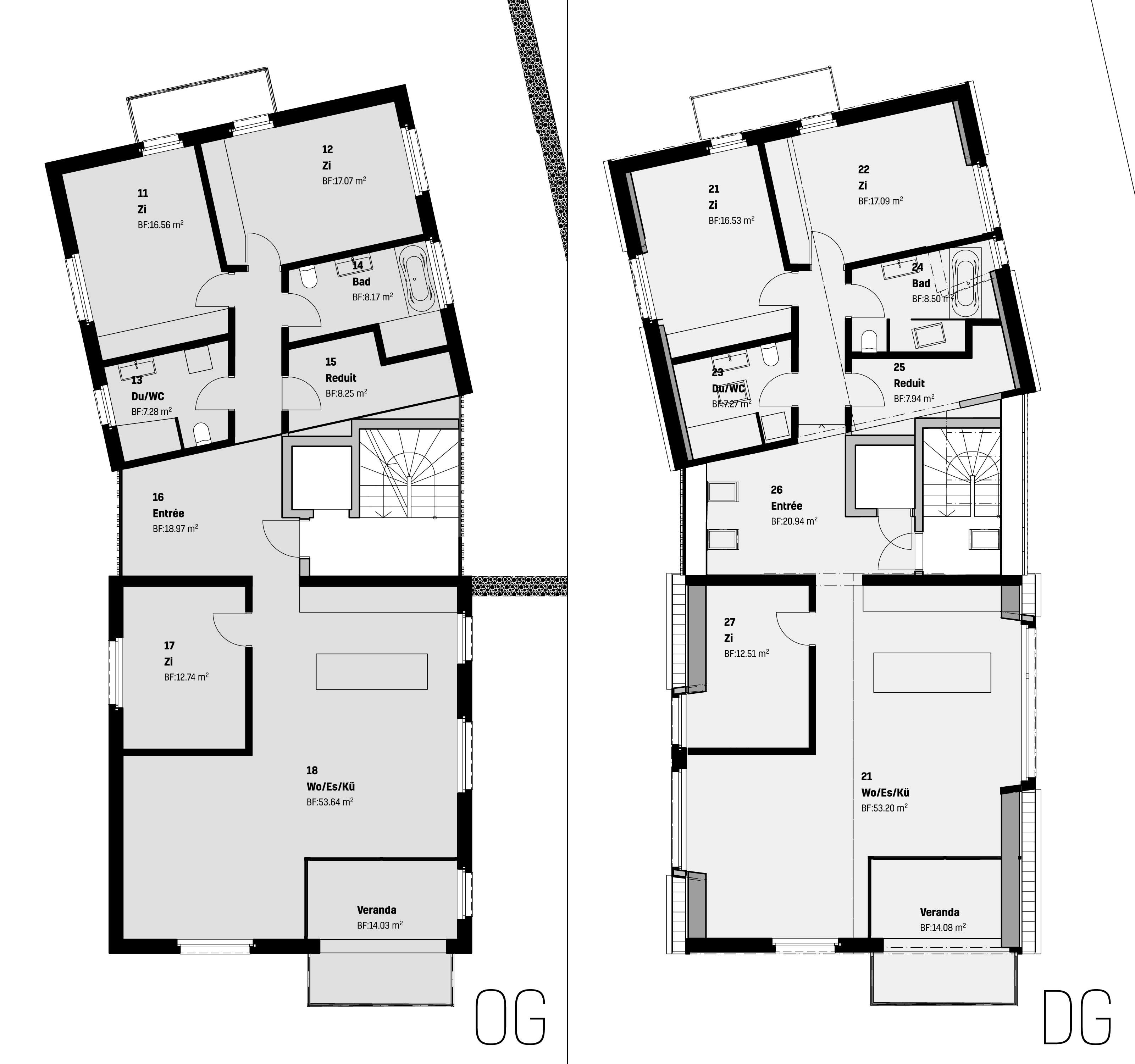Grundrisse Obergeschoss und Dachgeschoss